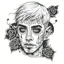 Lil Peep's face tattoo design idea
