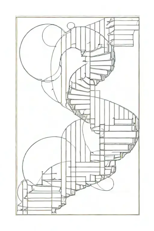 fibonacci spiral staircase circling tattoo design idea