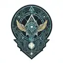 geometric nightingale   tattoo design idea