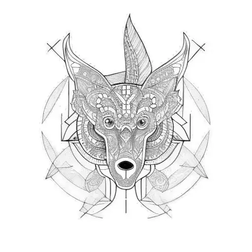 halfsleeve with symmetrical lines and patterns tattoo design idea