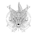 halfsleeve with symmetrical lines and patterns tattoo design idea