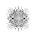 halfsleeve with symmetrical lines and patterns tattoo design idea