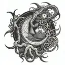 eldritch horror interdimentional tattoo design idea
