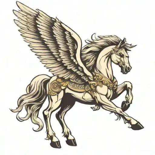 pegasus horse with wings tattoo design idea