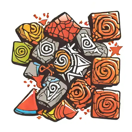 granite soul stones balanced in the middle  tattoo design idea