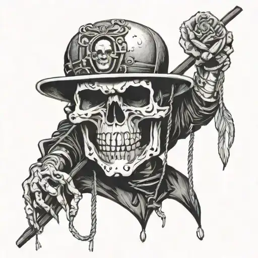 skull puppet master with strings tattoo design idea
