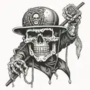 skull puppet master with strings tattoo design idea