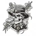 skull puppet master with strings tattoo design idea