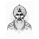 Sikh warrior with intricate dotwork details tattoo design idea