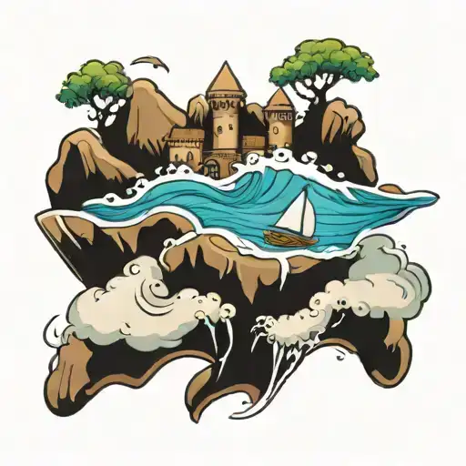 sandcastle being washed away tattoo design idea