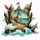 sandcastle being washed away tattoo design idea
