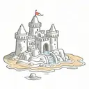 simple sandcastle being washed tattoo design idea