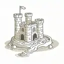 simple sandcastle being washed tattoo design idea