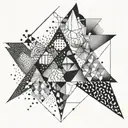 An abstract representation of overcoming illness and starting anew, with geometric elements tattoo design idea