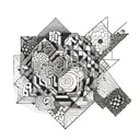 An abstract representation of overcoming illness and starting anew, with geometric elements tattoo design idea