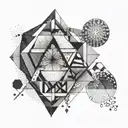 An abstract representation of overcoming illness and starting anew, with geometric elements tattoo design idea