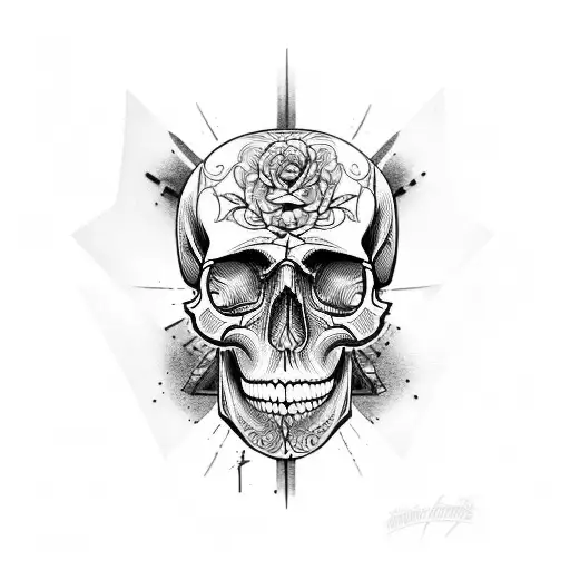 skull with licoris and ribbon with fraze "carpe diem, memente Mori" tattoo design idea
