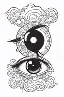 eye clouds dali clock melting tattoo design idea
