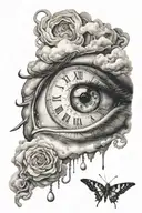 eye clouds dali clock  tattoo design idea