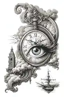 eye clouds dali clock  tattoo design idea