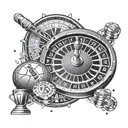 A tattoo design of a roulette wheel with the client's favorite sports team logos as the numbers tattoo design idea