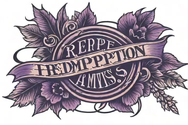 5 purple tally marks with the words redemption is a process tattoo design idea