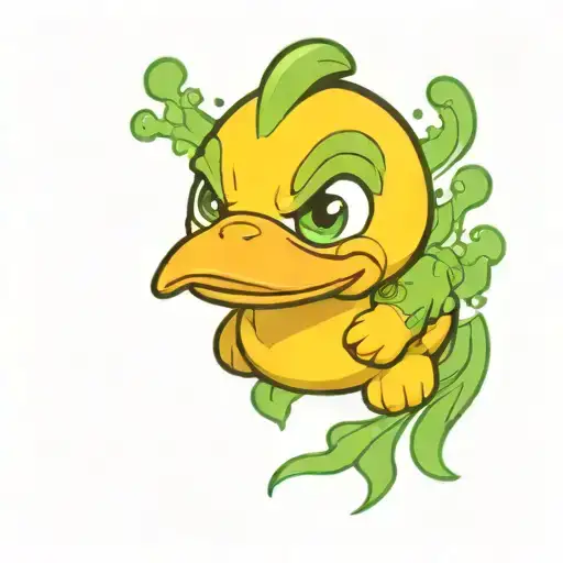 yellow rubber duck body with The Hulk's face angry  tattoo design idea
