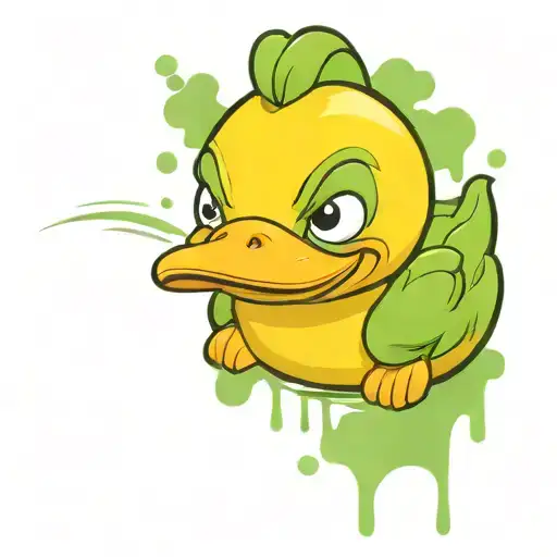 yellow rubber duck body with The Hulk's face angry  tattoo design idea