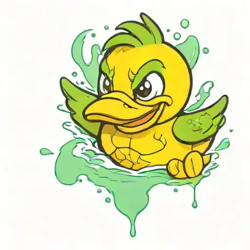 yellow rubber duck body with The Hulk's face angry  tattoo design idea