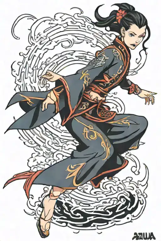 azula bending fire and lightning tattoo design idea
