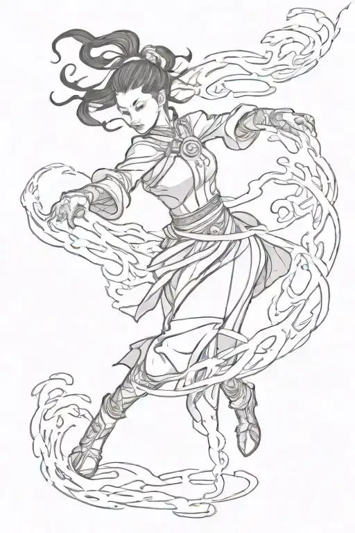 azula bending fire and lightning tattoo design idea