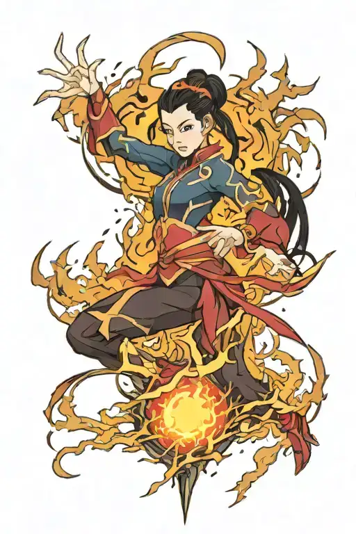 azula bending fire and lightning tattoo design idea