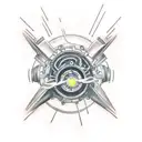 A tattoo of a car engine with electric sparks flying out tattoo design idea