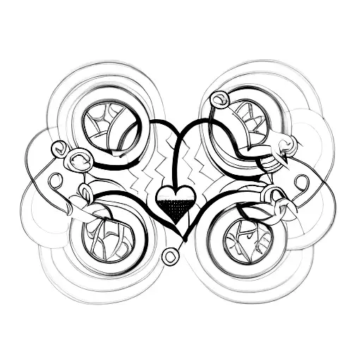 Two interconnected hearts with a key and lock symbolizing eternal love tattoo design idea