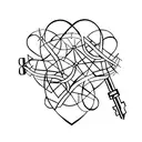 Two interconnected hearts with a key and lock symbolizing eternal love tattoo design idea