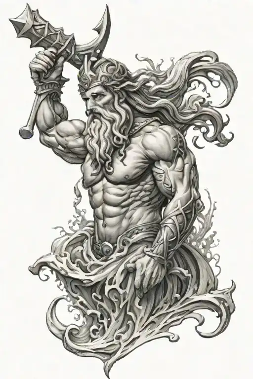 poseidon god tattoo design idea
