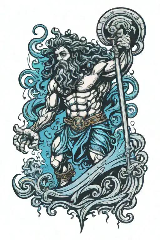 poseidon god tattoo design idea