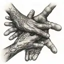 A pair of hands reaching out towards each other but never touching, representing unfulfilled longing and regret tattoo design idea