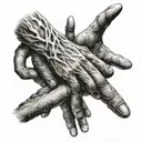 A pair of hands reaching out towards each other but never touching, representing unfulfilled longing and regret tattoo design idea