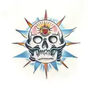 Sun with skull face tattoo design idea