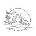 tunnel and plants tattoo design idea