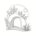 tunnel and plants tattoo design idea