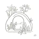 tunnel and plants tattoo design idea