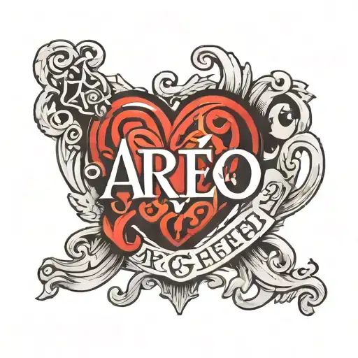 heart with the letters AR  tattoo design idea