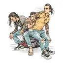 four people in ripped jeans  tattoo design idea