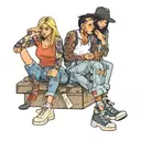 four people in ripped jeans  tattoo design idea