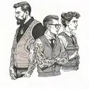 four people in sweater vests tattoo design idea