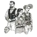 four people in sweater vests tattoo design idea