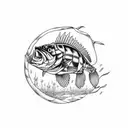 skeleton fishing and catching a bass in the state of Alabama tattoo design idea