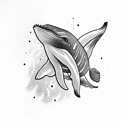 Whale, dark art, black, creepy  tattoo design idea